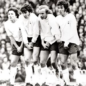 Spurs players protect privates at penalty Tottenham Hotspur v Leeds 1972