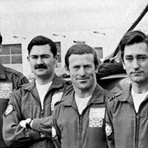Squadron Leader Dennis Hazell (centre), pictured with his fellow Red Arrows pilots