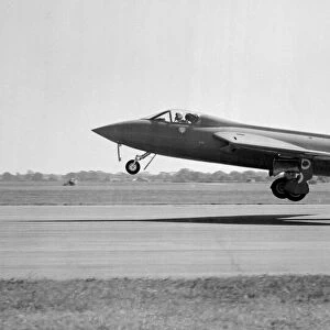 Squadron Leader Neville Duke the chief test pilot for Hawker aircraft takes off from RAF