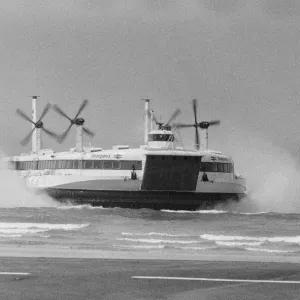 The SR. N4 Seaspeed Hovercraft makes a trial Channel crossing from Dover to Boulogne