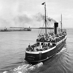 The SS Canterbury sets off for Calais with holidaymakers cars and bicycles on board