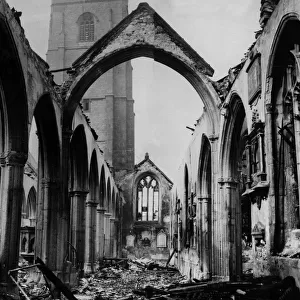 St Andrews Church, Plymouth following an air raid attack. March 1941