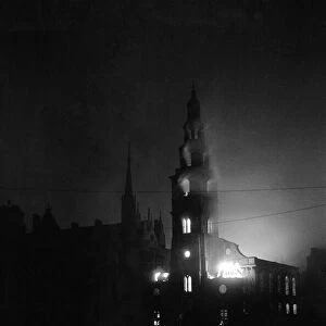 St Clements Danes on fire, 10 May 1941
