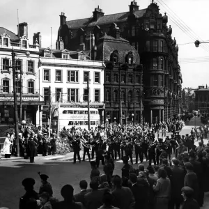 The St Georges Sunday church Parade approaches the saluting base at the Stephenson The St Georges Sunday church Parade approaches the saluting base at the Stephenson