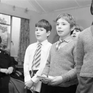 Guildford Print: Children Singing to Elderly at Onslow Street Bus Station