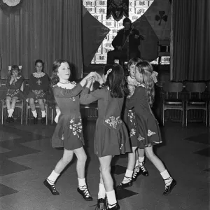 St Patricks Day in Teesside, Girls dancing to Irish folk music