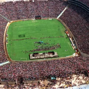 Stadium Aerial View February 1990 Nelson Mandela in Sports Stadium South Africa Stadium Aerial View February 1990 Nelson Mandela in Sports Stadium South Africa
