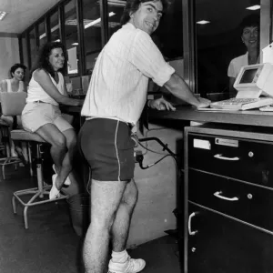 Co-operative Bank Staff in Shorts, Newport Print, 1990