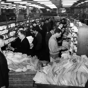 Staff sorting mail at Christmas time. Merseyside. 20th December 1960 Staff sorting mail at Christmas time. Merseyside. 20th December 1960
