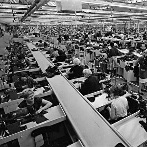 Staff at work at Burton the Tailors, Leeds. 13th December 1967