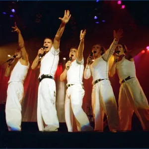 Take That on stage at their concert in Manchester July 1993 Take That on stage at their concert in Manchester July 1993