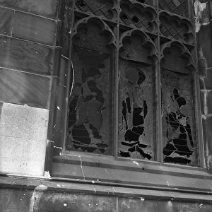 The stained windows at Dudley Parish Church, bare the scars of a raid on the city