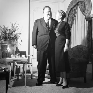 Black and White Print of Oliver Hardy with Wife Black and White Print of Oliver Hardy with Wife