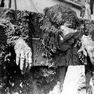 Standing in the stocks and getting facefuls of sand pies is Brian Lowes of Sedgefield