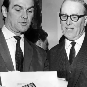 Stanley Baker chats with Mr. Julian Hodge at the reception at the Park Hotel, Cardiff Stanley Baker chats with Mr. Julian Hodge at the reception at the Park Hotel, Cardiff