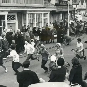 The start of yesterdays Alcester Shrove Tuesday pancake race The start of yesterdays Alcester Shrove Tuesday pancake race