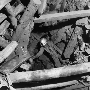 The state of the mines. A roadway at Sealfield Colliery falling apart The state of the mines. A roadway at Sealfield Colliery falling apart