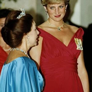 State visit of President Cossiga of Italy to Britain. Princess Diana