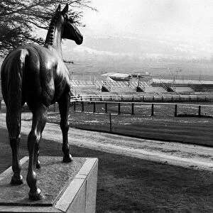 A Statue of the famous racehorse Arkle at Cheltenham. 12th March 1974