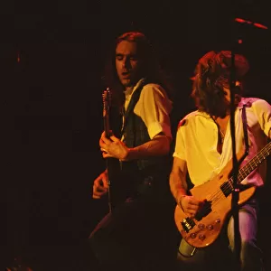 Status Quo, English rock band, onstage in 1981. Picture shows lead singer