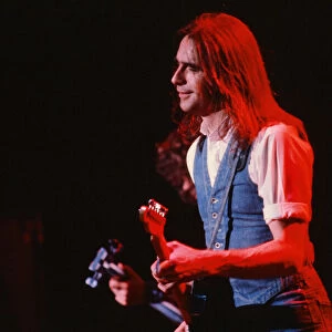 Status Quo, English rock band, onstage in 1981. Picture shows lead singer