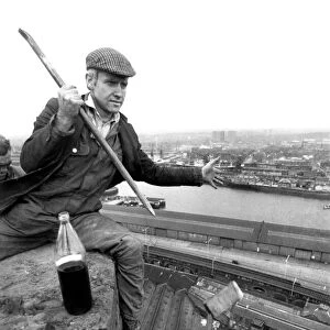 Steeple Jacks: Robert enjoys the high life, at the top of the chimney