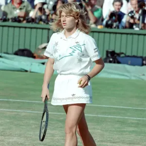 Steffi Graf pictured in action in the Wimbledon Ladies Singles Final on 2nd July 1988 Steffi Graf pictured in action in the Wimbledon Ladies Singles Final on 2nd July 1988