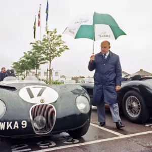Sterling Moss with a C-Type Jaguar which he piloted to Le Mans 40 years ago Sterling Moss with a C-Type Jaguar which he piloted to Le Mans 40 years ago