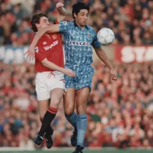 Steve Bruce finds his way barred by Robert Rosarios elbow during Coventry City Steve Bruce finds his way barred by Robert Rosarios elbow during Coventry City