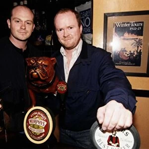 Steve McFadden and Ross Kemp in the Bar of the Pub the Queen Victoria on the set of The
