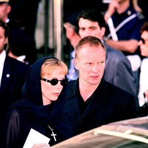 Sting and wife Trudi leave Versace memorial service July 1997 in Milan Italy