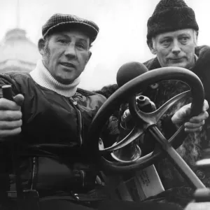 Stirling Moss and Lord Montagu driving 1899 Daimler vintage car - January 1973 Stirling Moss and Lord Montagu driving 1899 Daimler vintage car - January 1973