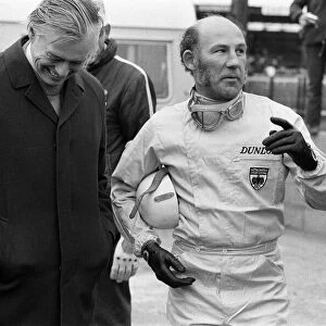 Stirling Moss in racing gear. April 1972