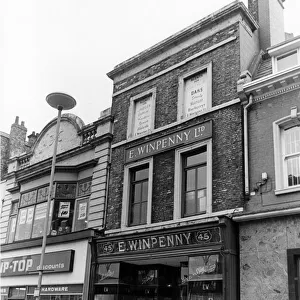 Stockton High Street, 21st April 1981. Winpenny, a family outfitting business since 1896