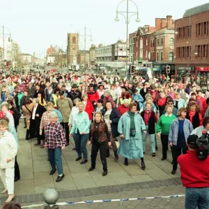 The Stockton Line Dance world record attempt in Stockton town centre. 3rd March 1997 The Stockton Line Dance world record attempt in Stockton town centre. 3rd March 1997