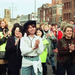 The Stockton Line Dance world record attempt in Stockton town centre. 3rd March 1997 The Stockton Line Dance world record attempt in Stockton town centre. 3rd March 1997