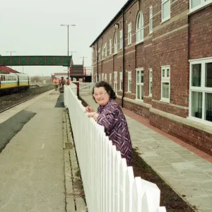 Stockton Railway Station, 1st December 1994. Watching the trains to go by, Joan Taylor