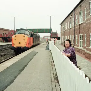Stockton Railway Station, 1st December 1994. Watching the trains to go by, Joan Taylor