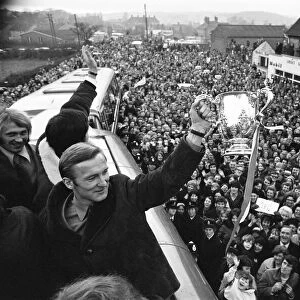 Stoke City FC return home with the league cup trophy, after winning 2-1 against Chelsea