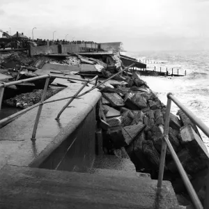 Storm Damage Print - Seaford Promenade, 1954 Storm Damage Print - Seaford Promenade, 1954