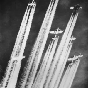 Print of B-17 bombers in flight over Germany Print of B-17 bombers in flight over Germany