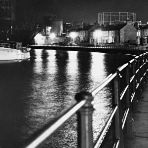 Street Scene alongside the River Cam in Cambridge. 22nd November 1963
