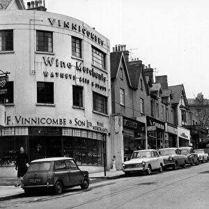 The street scene in Tor Hill Road, Torquay in 1963 with the Easterbrook bakery in