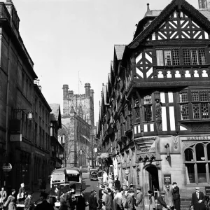 Chester Street Scenes Print with Cathedral View, April 1953 Chester Street Scenes Print with Cathedral View, April 1953