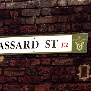 Street sign for Hassard Street in Bethnal Green London where the great grandparents of