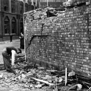 A street surface shelter in a North Western area which was only slightly damaged although