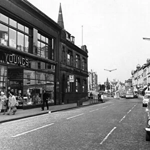 A street view of Falkirk, a town in the Central Lowlands of Scotland. 9th June 1974