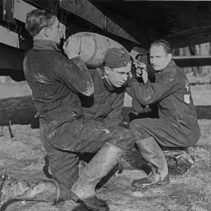 Print of RAF Ground Crew Loading Bombs on a Fairey Battle