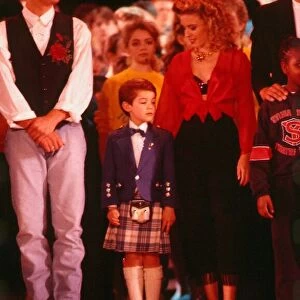 Stuart Anderson April 1989 child Andy Stewart impersonator with Kylie Minogue