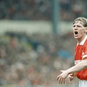 Stuart Pearce Nottingham Forest Player Captain May 1991 shouting out instructions to